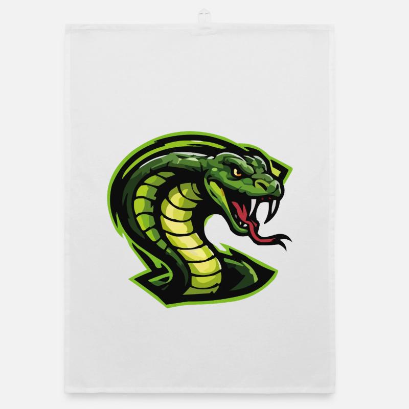 Green Cobra Head Illustration Organic dish towel