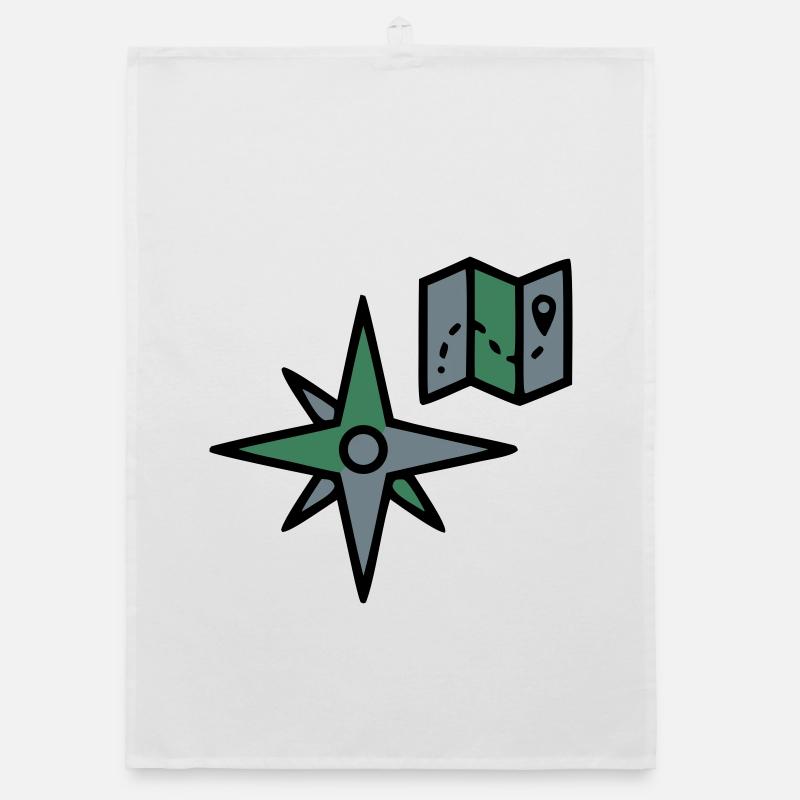 Compass Map Hiking Geocaching Survival Organic dish towel
