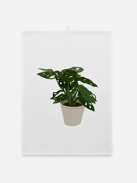 Monstera Monkey Leaf - Organic Geschirrtuch - Weiß - Vorne
