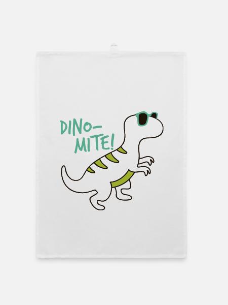 Cooler Dinosaurier Dino-Mite Sonnenbrille Fun - Organic Geschirrtuch - Weiß - Vorne
