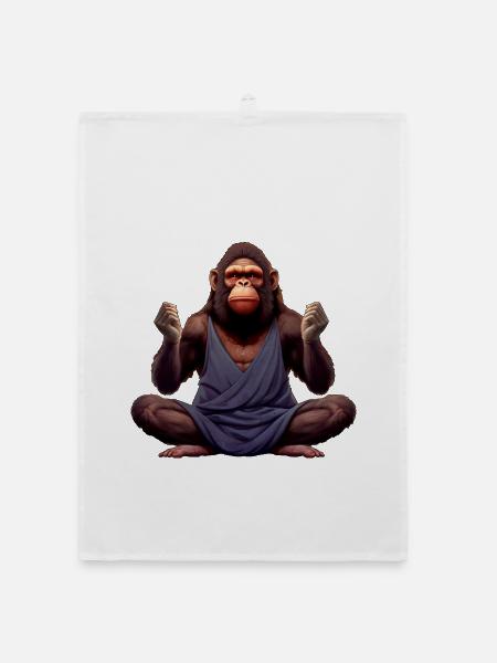 Affen Yoga / Yogi Affe - Organic Geschirrtuch - Weiß