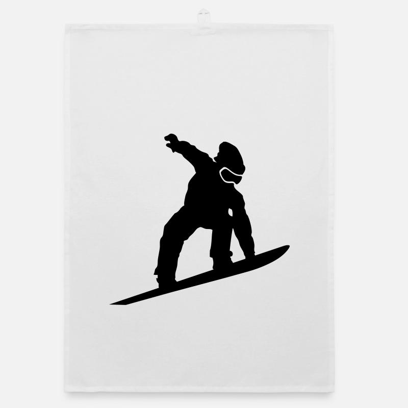 Snowboarder Silhouette - Organic Geschirrtuch - Weiß