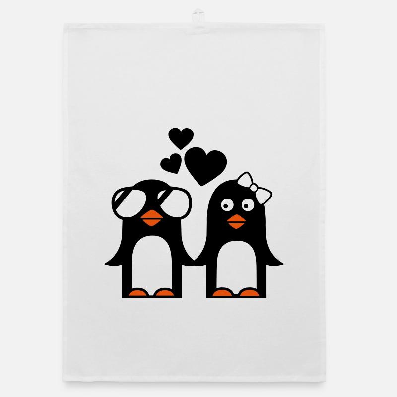 valentinstag pinguine Organic Geschirrtuch