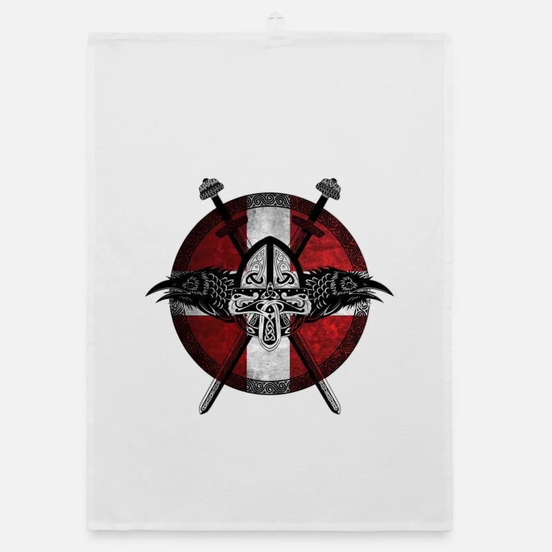 Viking Viking Danemark drapeau Raven Design Torchon bio