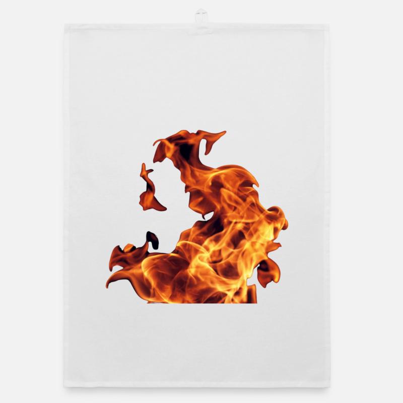 Abstract Flames on Black Organic dish towel