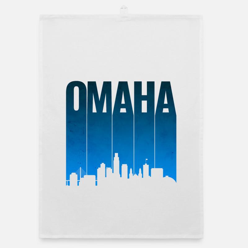 Omaha Skyline Blau Gradient Organic Geschirrtuch