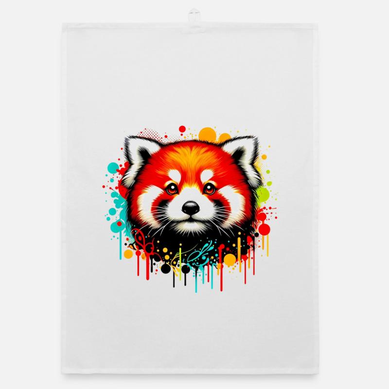 Red panda - Organic dish towel - white
