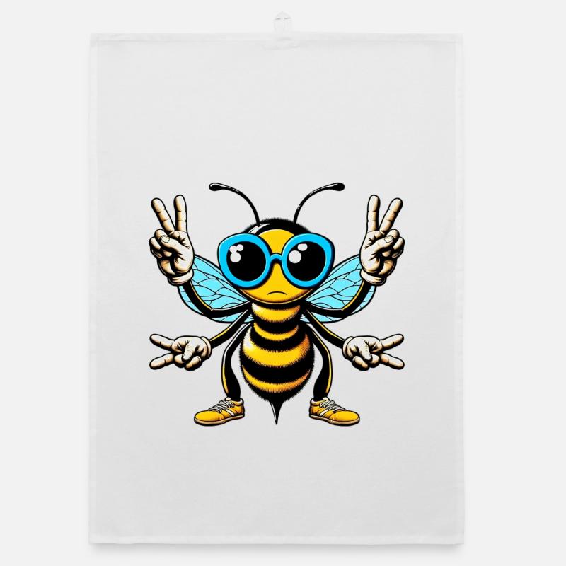 Bee with Sunglasses Organic dish towel