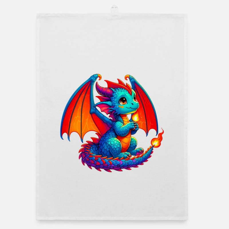 Drache - Organic Geschirrtuch - Weiß