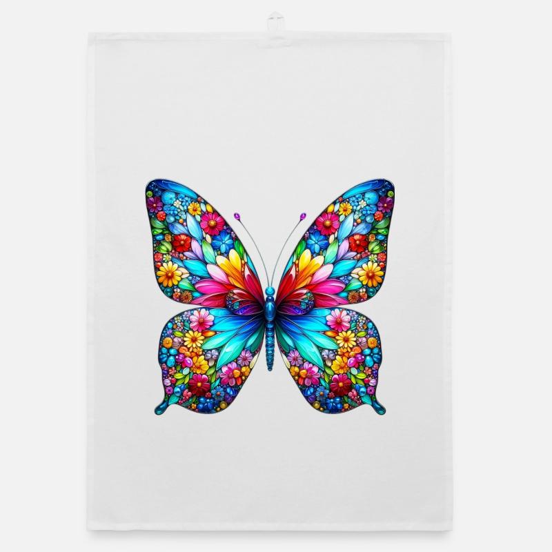 Schmetterling - Organic Geschirrtuch - Weiß