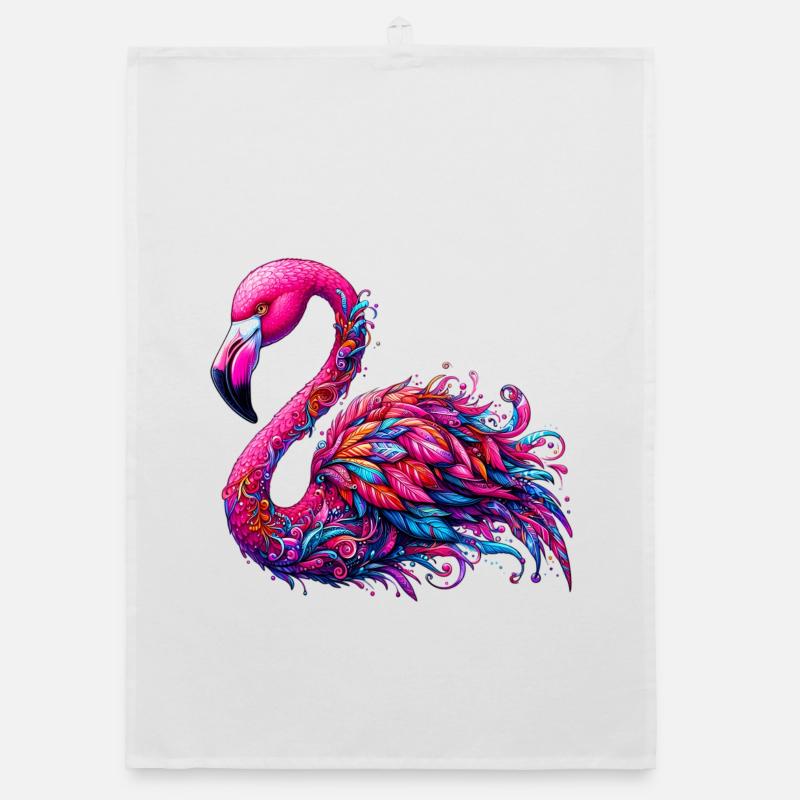 Flamingo - Organic Geschirrtuch - Weiß