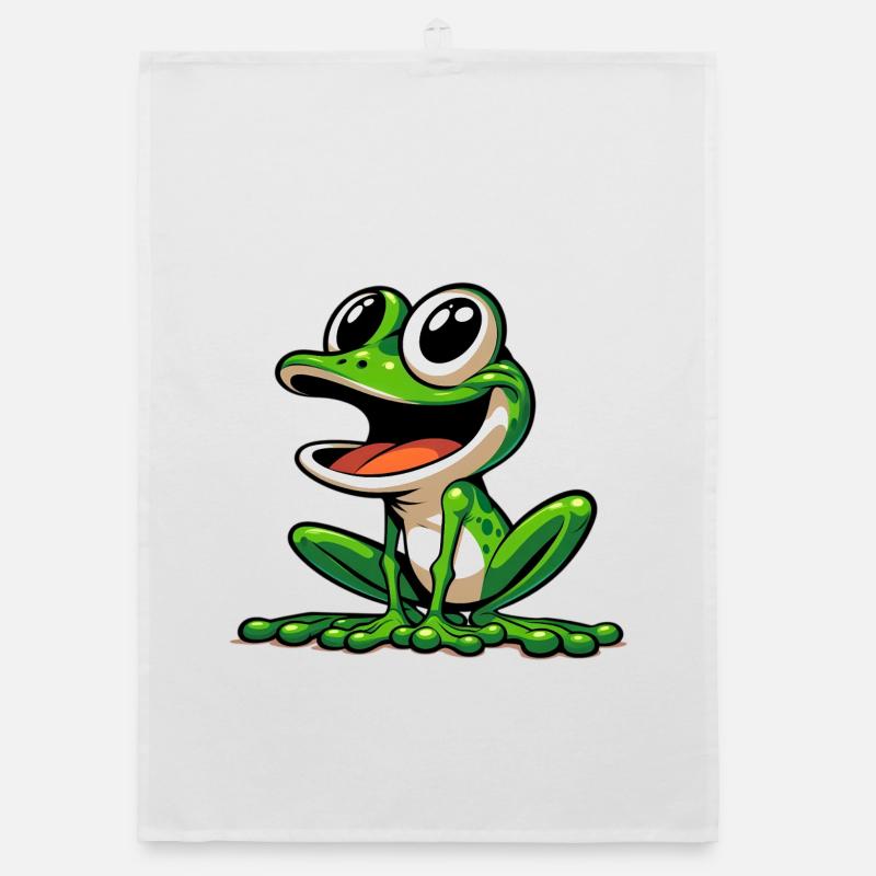 Frosch - Organic Geschirrtuch - Weiß