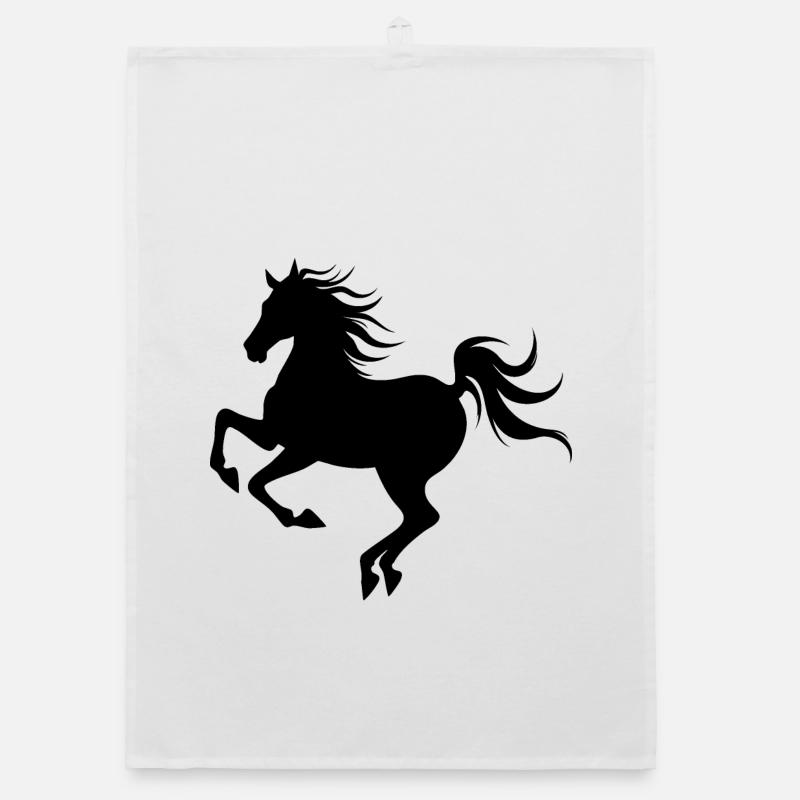 Silhouette de cheval gracieuse en mouvement Torchon bio
