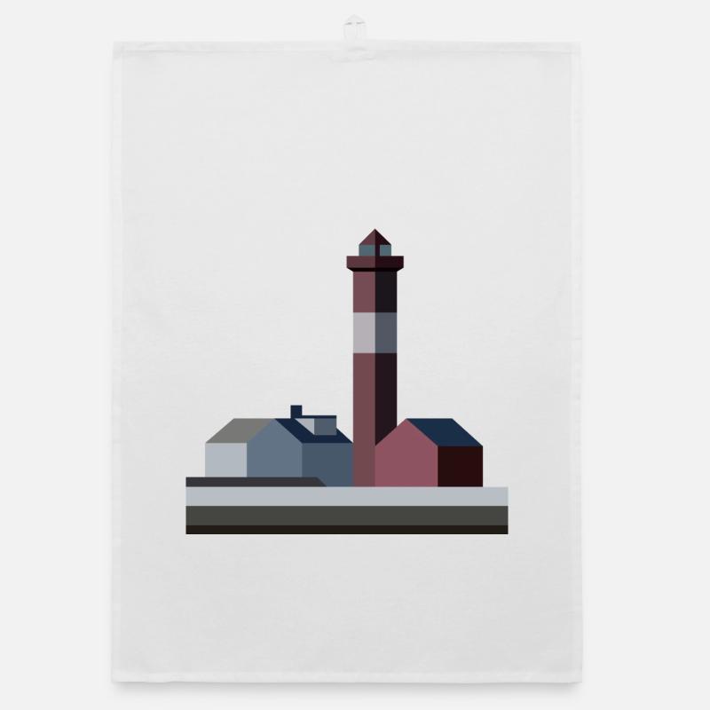 Phare d’étoile de mer stylisé - Torchon bio - blanc