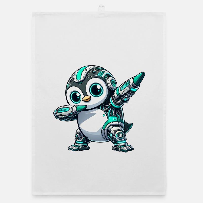 Futuristischer Pinguin Roboter Cyborg Technik  Organic Geschirrtuch