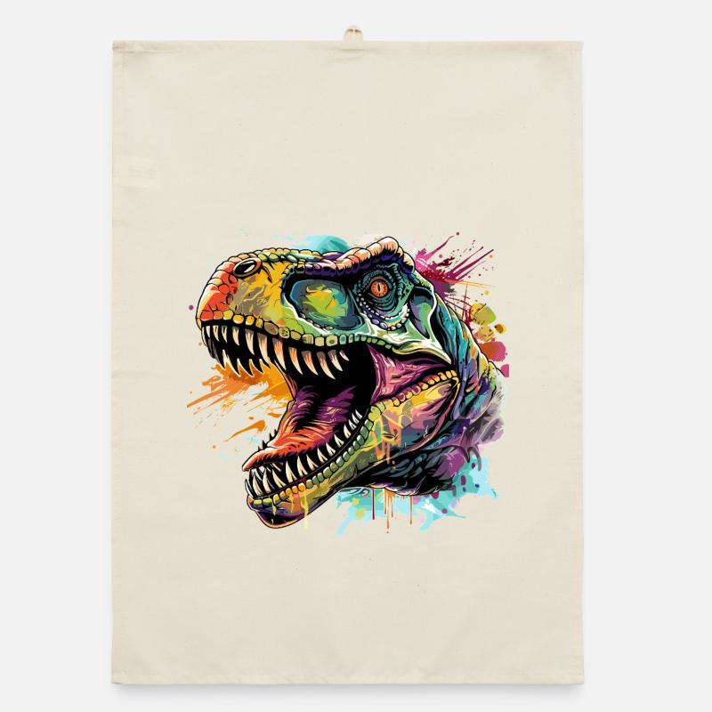 Dino Neon Art Design Organic dish towel