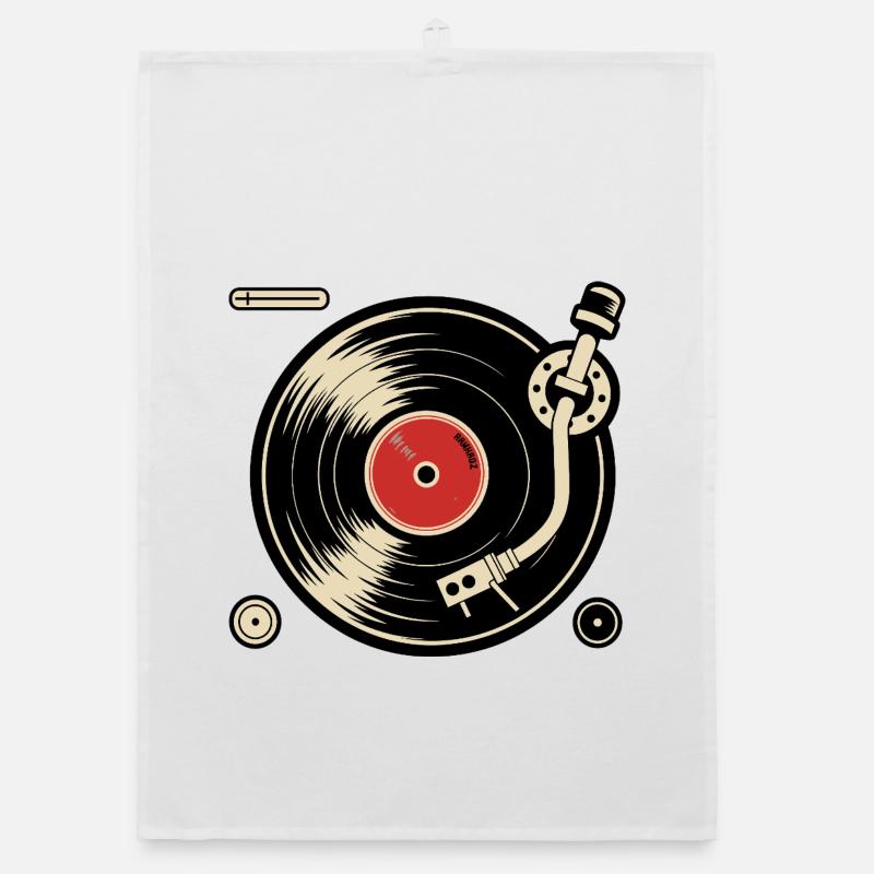 Vinyl Records Turntable Turntable Graphics Organic dish towel