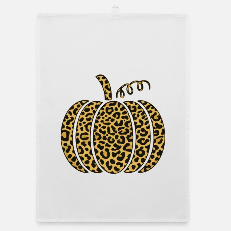 Pumpkin Leopard Tee | Fall Halloween Spotted Shirt Organic dish towel