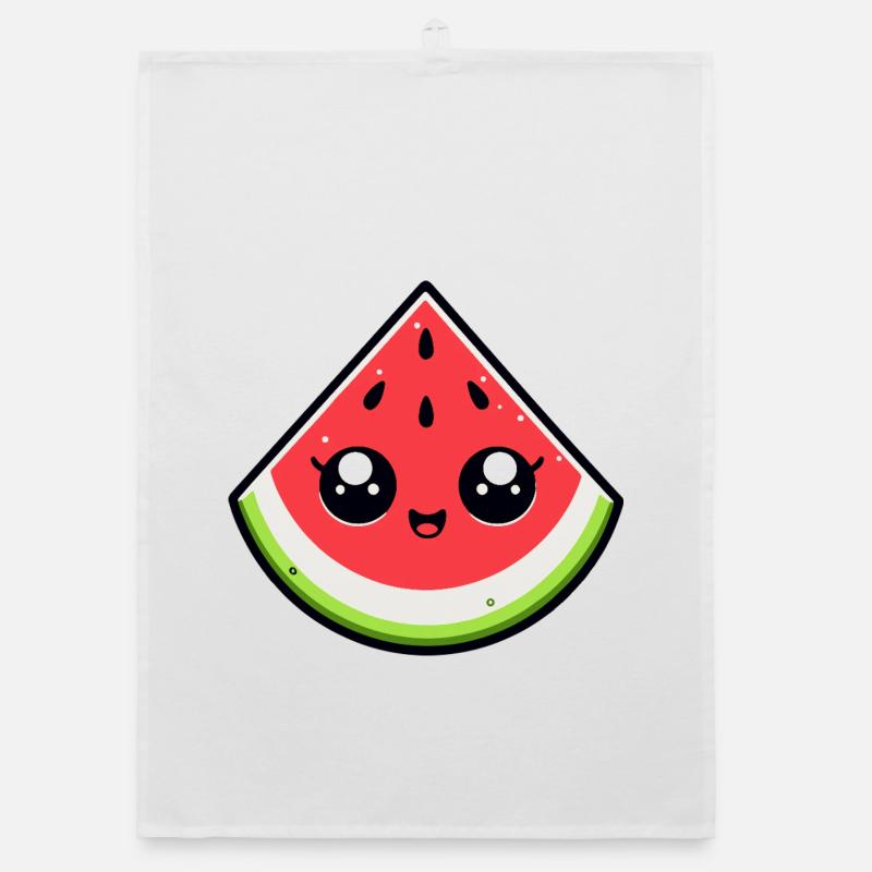 Pastèque kawaii sourire éclatant Torchon bio