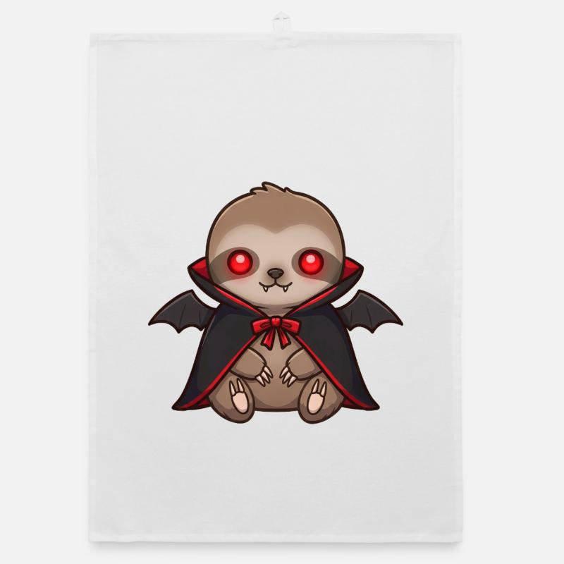 Cute Halloween Sloth Vampire Cartoon Design Organic dish towel