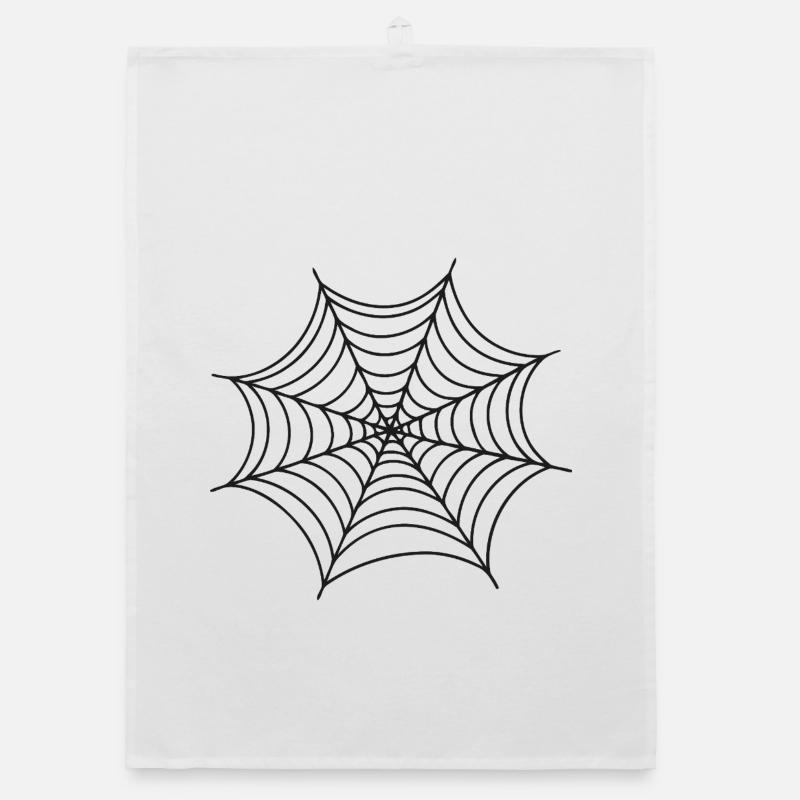 Black Minimalist Spider Web Organic dish towel