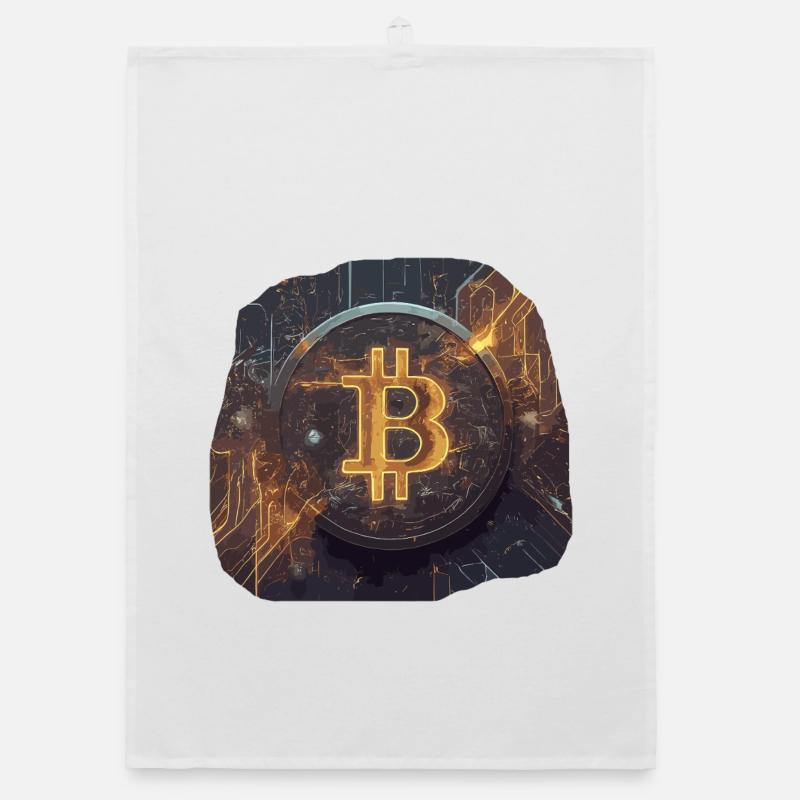 Glowing Bitcoin Artwork Crypto Organic dish towel