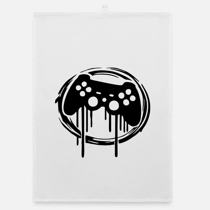 Gaming Controller Circle Pattern Organic dish towel