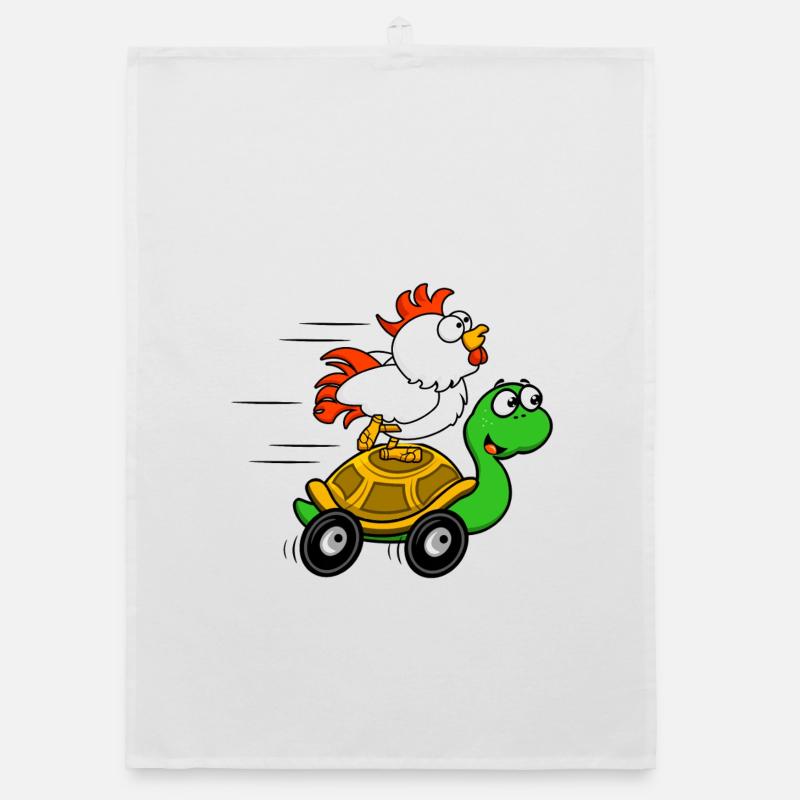 Chickens on Turtle Wagon Organic dish towel