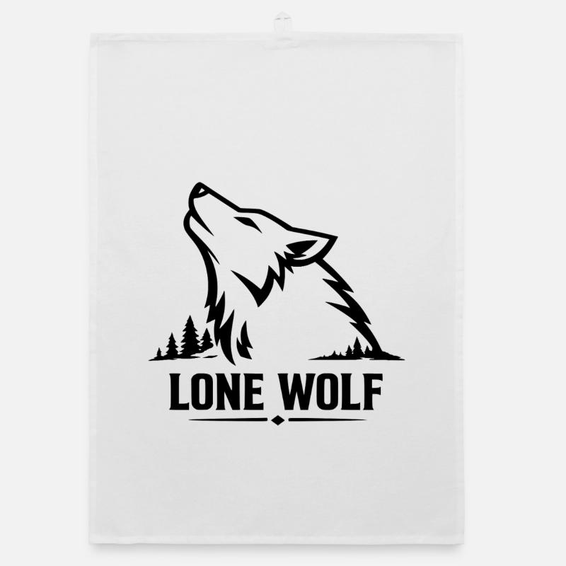 Lone Wolf Howling Wolf Wolf Head Design Organic dish towel