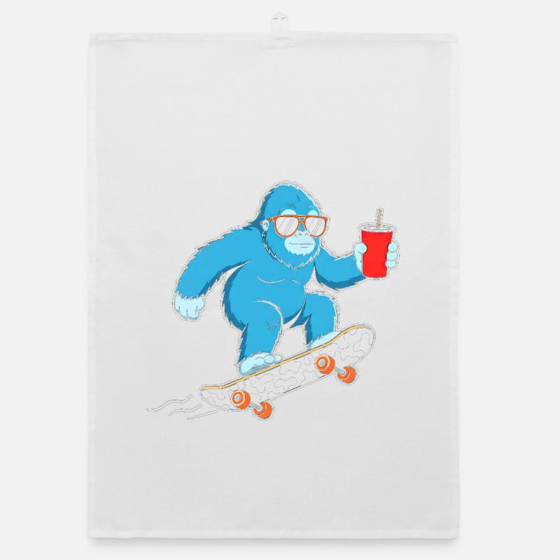 Blauer Yeti Skate & Drink Organic Geschirrtuch