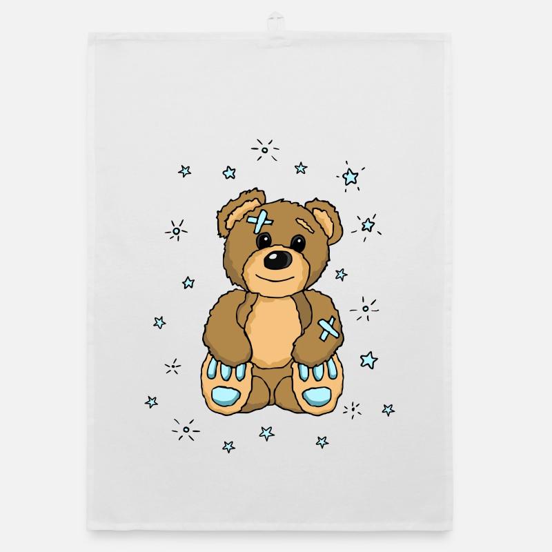 Teddy Pflaster Bär Junge Boy bester Freund Organic Geschirrtuch
