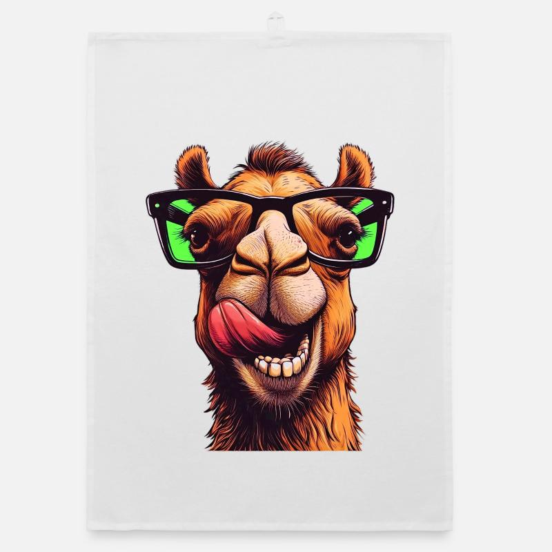 Kamel mit Sonnenbrille Organic Geschirrtuch