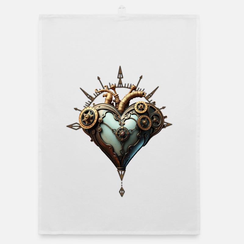 Fascinating steampunk heart Organic dish towel