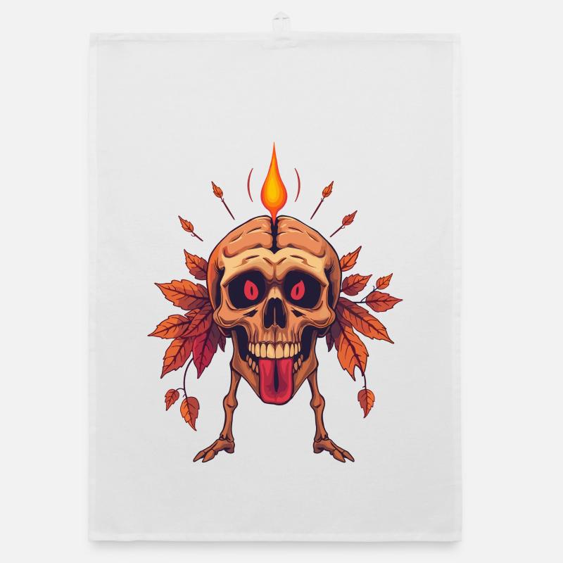 Skull with candle Organic dish towel