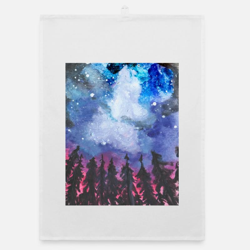 Forest at night Organic dish towel
