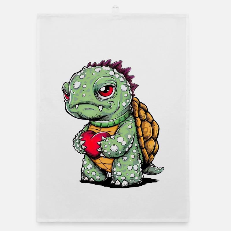 Turtle with heart Organic dish towel