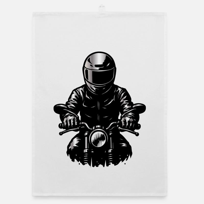 Motorradfahrer im Helm – Frontansicht Illustration Organic Geschirrtuch
