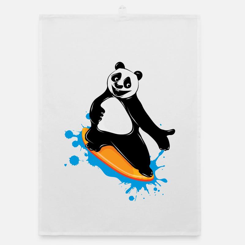 Ours panda surf dans le style graffiti Torchon bio
