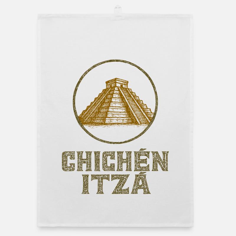 Chichen Itza Temple Vintage Organic dish towel