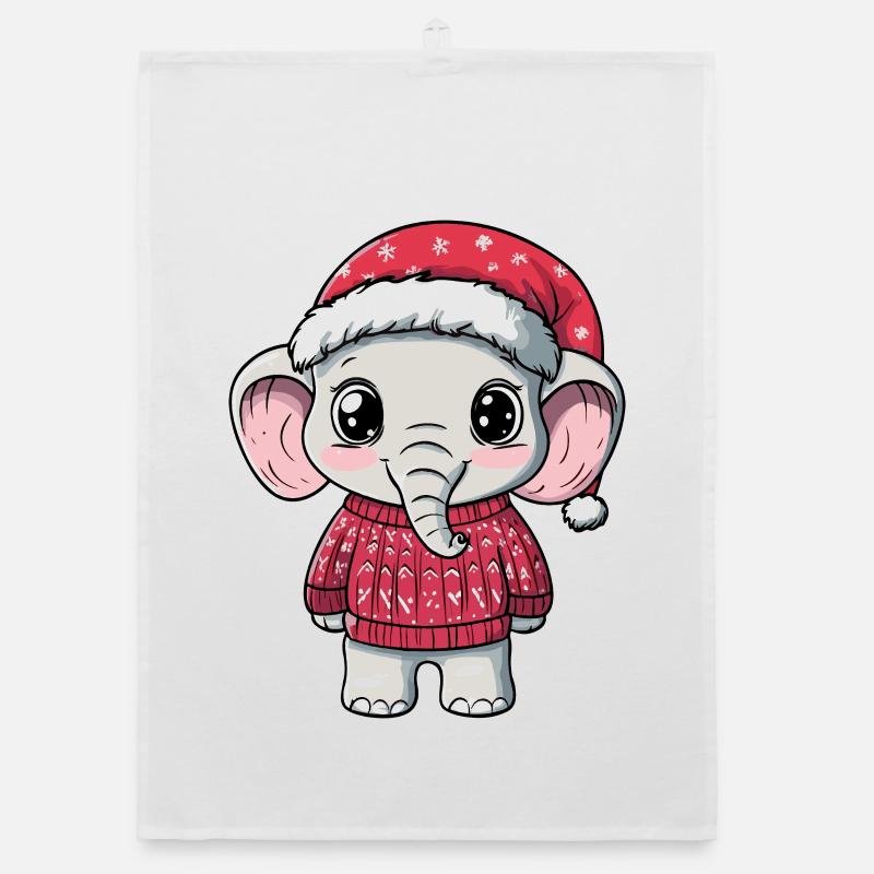 Elephant Christmas Organic dish towel