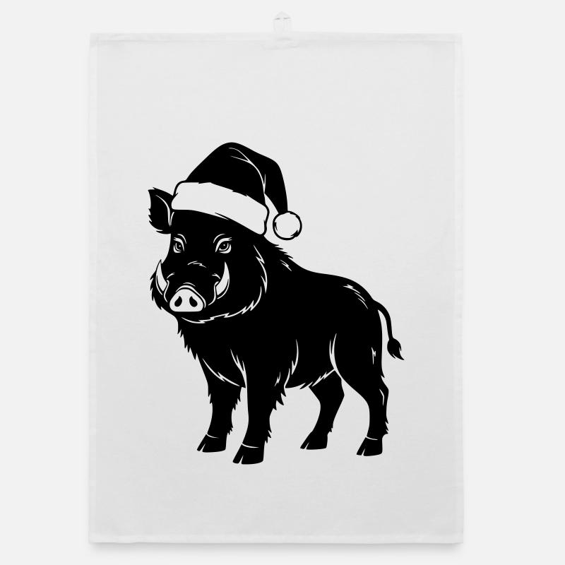 Weihnachts-Wildschwein Vector Organic Geschirrtuch