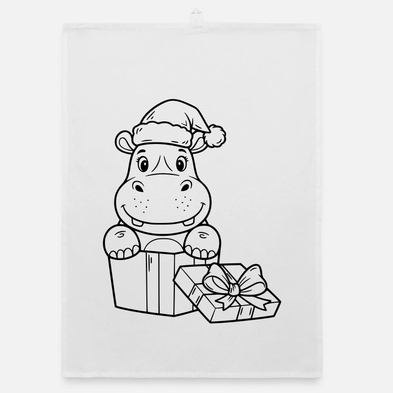 Weihnachts-Nilpferd mit Geschenken Organic Geschirrtuch