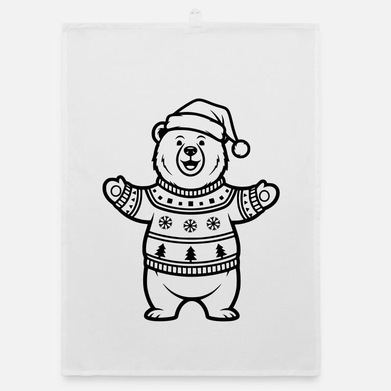 Mignonne dessin de lignes d’ours de Noël Torchon bio