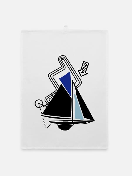 Classic Sailing Yacht Regatta Course Sailboat Yacht - Organic dish towel - white - Front