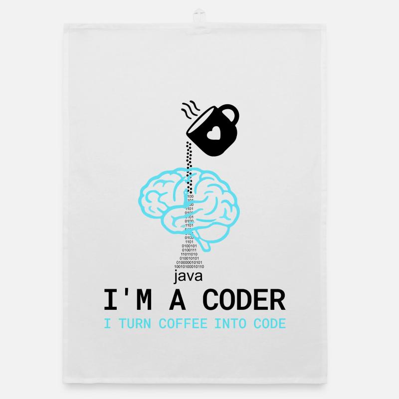Coder T-Shirt: Coffee into Code – Nerdy Programmie Organic dish towel