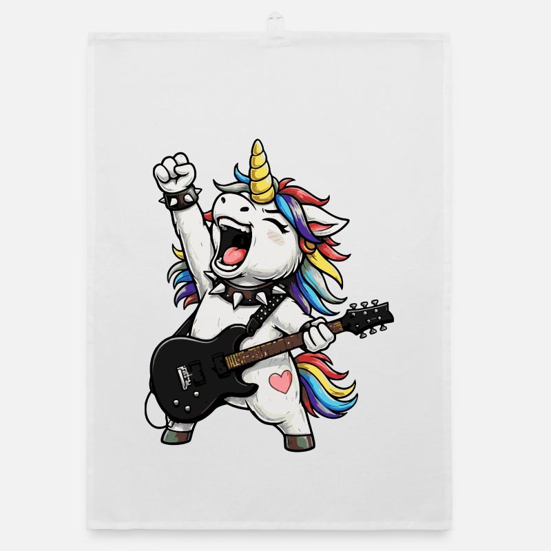 Regenbogen-Einhorn-Rocker Organic Geschirrtuch