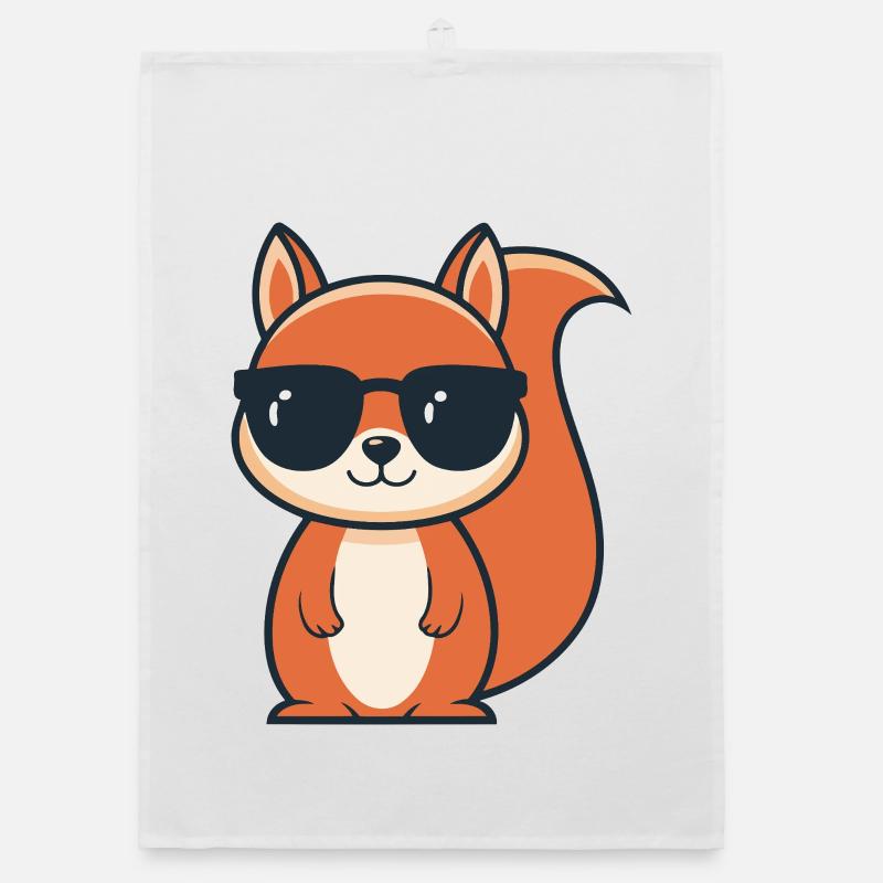 Schicke Eichhörnchen-Schwarze Brille Organic Geschirrtuch