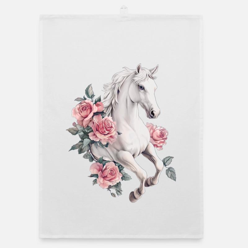 Cheval aux roses Torchon bio