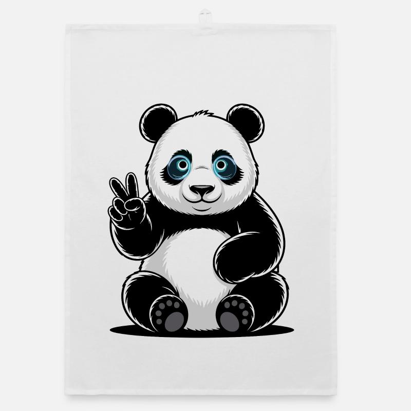 Panda Friedenszeichen Cartoon Organic Geschirrtuch