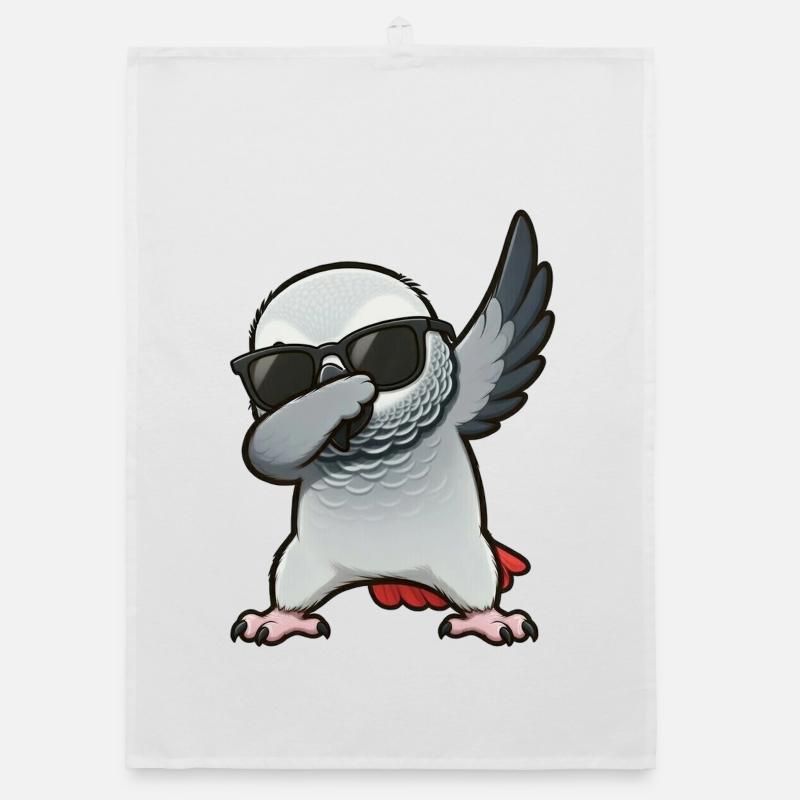 Dabbing African grey parrot Organic dish towel